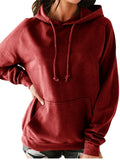 Winter Casual Solid Color Hooded Pullover Hoodies For Women