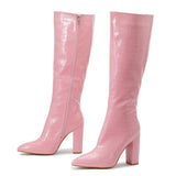 Women's Daily Plus Size Chunky Heels Side Zipper Knee Boots