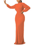 Women's Casual Elegant Long Sleeve Solid Color Slim Maxi Dresses