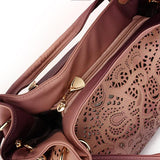 Women Elegant Vintage Hollow Out PU Leather Handbags