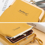 Casual Style Multiple Compartment Grain Textured Detachable Shoulder Strap Wallet Phone Holder