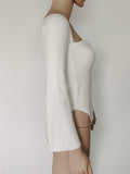 Women's Square Neck Sweetheart Neckline Cut Sweaters