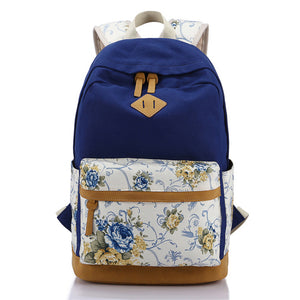 Female Students Canvas Printed Casual All-purpose Backpack