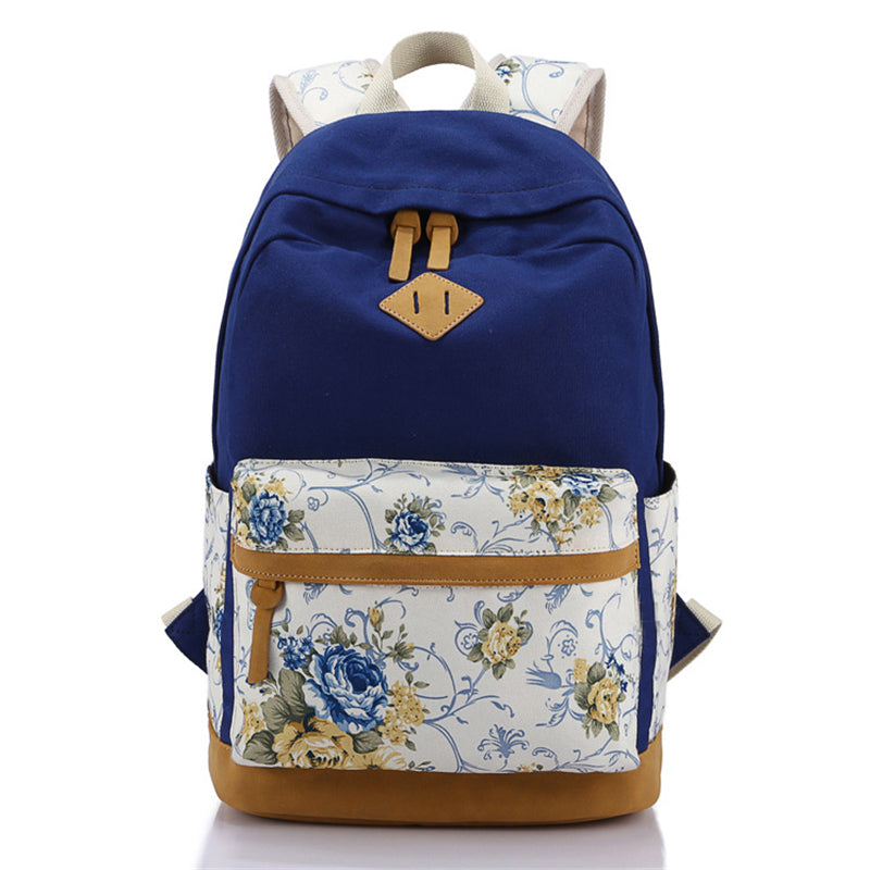 Female Students Canvas Printed Casual All-purpose Backpack