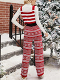 Cute Christmas Snowflake Print Knitting Overalls Jumpsuit