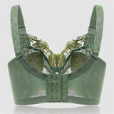 Flower Embroidered Jacquard Wireless Lace Bras - Green