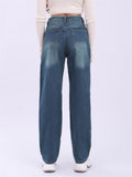 New Stylish High Waist Loose Full Length Wide Leg Denim Pants