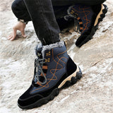 Mens Winter Hiking Keep Warm Plush Anti Slip Waterproof Snow Boots