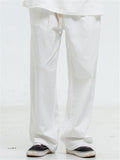 Mens Casual Loose Vertical Linen Hipster Pants