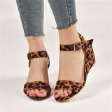 Elegant Ladies Peep-toe Wedge Heels All Match Buckle Sandals
