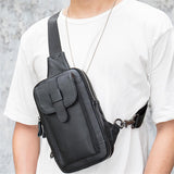 Outdoor Daily Casual Leather Crossbody Packs Chest Bag For Men