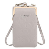 Casual Style Multiple Compartment Grain Textured Detachable Shoulder Strap Wallet Phone Holder