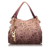 Women Elegant Vintage Hollow Out PU Leather Handbags