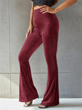 Sexy High Waist Ladies Solid Bell-bottomed Pants