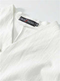 Comfy Loose Cotton Linen Print V-Neck Short-sleeved T-shirt + Cropped Pants