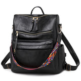 Retro Style Multi-Pocket Adjustable Strap Soft Touch Backpack