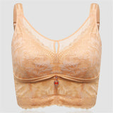 Women's Lace Floral Jacquard Wireless Full Coverage Cozy Bras - Nude