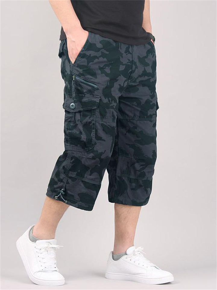 Men's Large Size Outdoor Camouflage Thin Cropped Pants