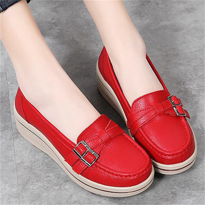 Women's Slip On Thick Outsole Elegant Leather Loafers