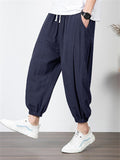 Fashion Embroidery Casual Plus Size Wide-Leg Cropped Trousers