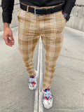 Casual Fashion Stripe And Plaid Design Solid Color Straight-Leg Pants