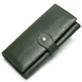 Solid Color Vintage Genuine Leather Wallet For Women