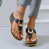 Summer Vacation Wedge Heels Slip On Sandals for Women