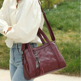 Fashion Elegant Leather Handbag Large Capacity Tassel Ornaments Shoulder Bag