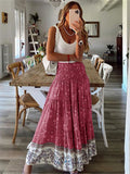 Cute High-Waist Floral Pattern Pleated Maxi Skirts