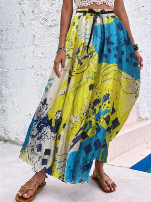 High Waist Printed Swing Long Skirts