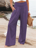 Women's High Waist Wide Leg Cotton Linen Pants