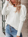 Womens Winter Retro Round Neck Comfy Long Sleeve Knitted Sweaters