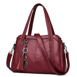 Fashion Elegant Leather Handbag Large Capacity Tassel Ornaments Shoulder Bag