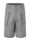 Men's Rolled Hem Large Pockets Casual Simple Knee Length Shorts
