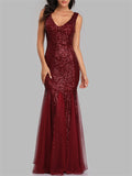 Gorgeous Sexy V Neck Sequined Evening Dresses For Women