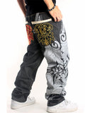 Casual Fashion Graffiti Printed Loose Straight-Leg Pants