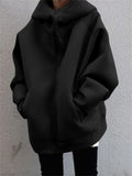 Casual Fashion Street Style Zipper Hooded Plush Hoodies For Women