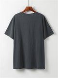 Graphic Print Lightweight 2-Piece Outfit Button T-Shirt + Drawstring Waistband Shorts
