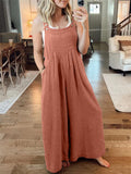 Women's Casual Cotton Linen Wide Leg Holiday Jumpsuits