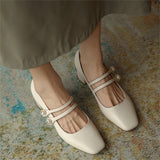 Luxury Simple Square Toe Pearl All Match Women's Pumps