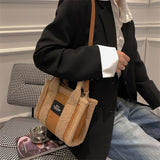 Women's Stylish Leisure Shoulder Bag Zipper Closure Plush Crossbody Bag
