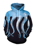 Creative Octopus Print Comfy Loose Hooded Sweatshirt With Pockets