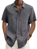 Short Sleeve Linen Beach Shirts for Men