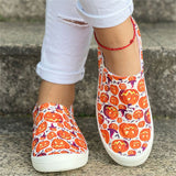 Lovely Pumpkin Print Soft Cotton Cloth Women Loafers for Halloween