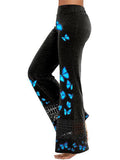 Butterfly Printed Hollowed-Out Yoga Pants