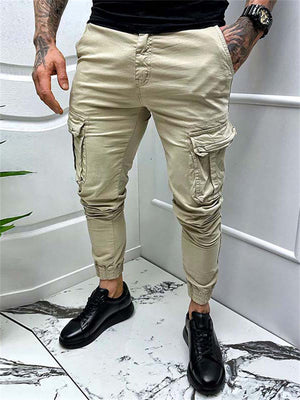 Men's Sports Multi Pockets Mid Waist Cargo Pants for Summer
