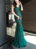 Stunning V Neck Backless Mermaid Formal Attire for Women