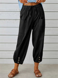 High Waist Drawstring Wide Leg Linen Pants for Women