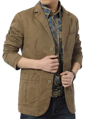 Middle-aged Male Classic Long Sleeve Button Coat