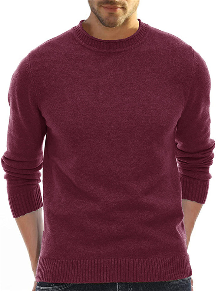 Casual Simple Round Neck Solid Color Sweaters